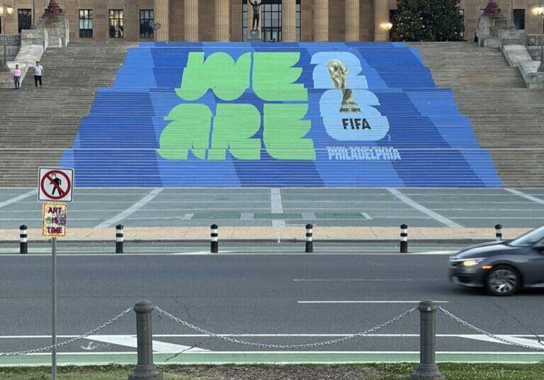 Philadelphia museum steps painted for FIFA event
